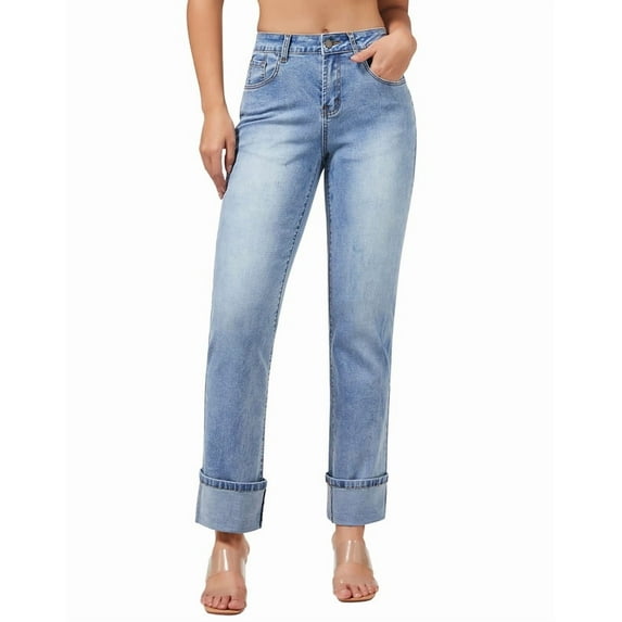 roswear Women’s Straight Leg Jeans Stretchy, 29.53" Inseam, Size 4-16