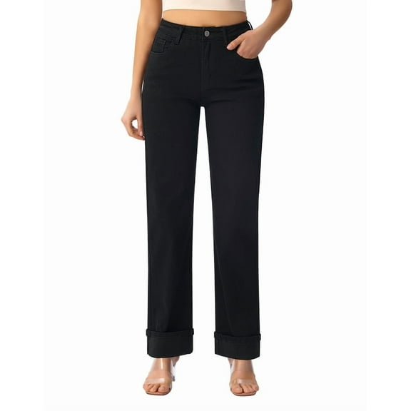 roswear Women’s Straight Leg Jeans Stretchy, 29.53" Inseam, Size 4-16