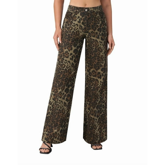 roswear Women's Wide Leg High Waisted Jeans Stretchy Trendy Denim Jeans