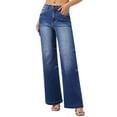 thumbnail image 1 of roswear Women's Wide Leg Jeans Stretchy Boyfriend Style, 30" Inseam, Size 4-16, 1 of 5