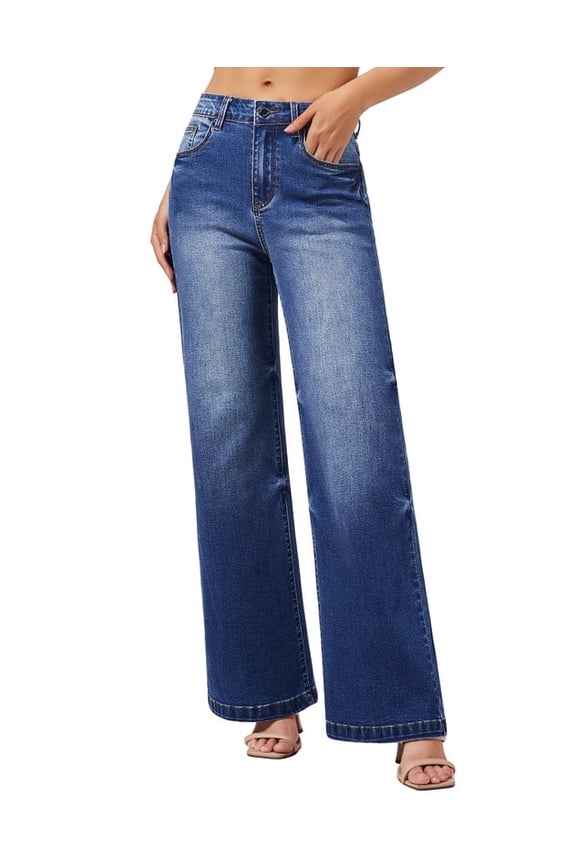 Women's Wide Leg Jeans Stretchy Boyfriend Style, 30" Inseam, Size 4-16
