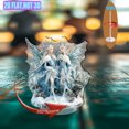 thumbnail image 1 of A rotating acrylic display piece featuring detailed Snow and Frost Elves with icy colors and intricate designs, enhanced by cinematic lighting and rich decorations, 1 of 6