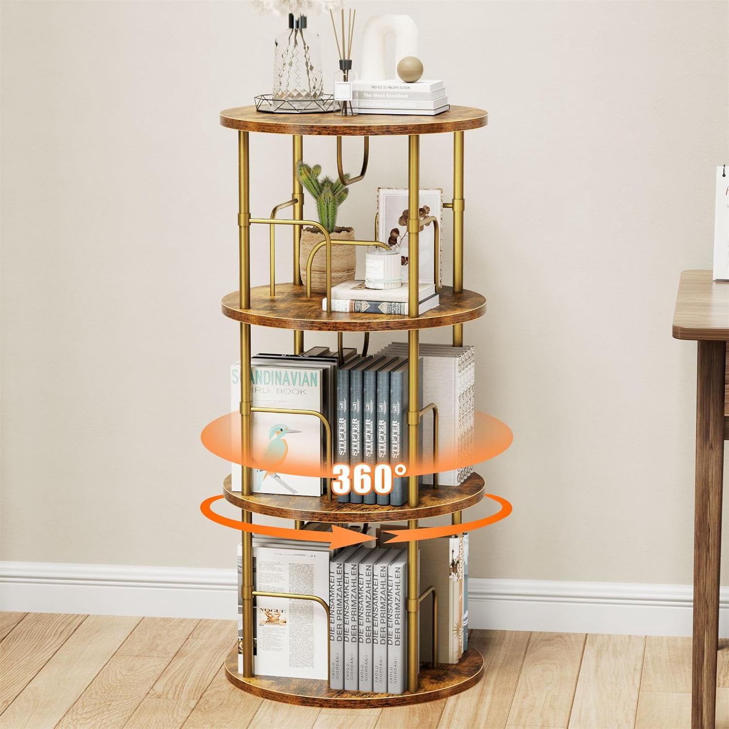 rotating bookshelf, 3 tier round revolving bookcase with special ...