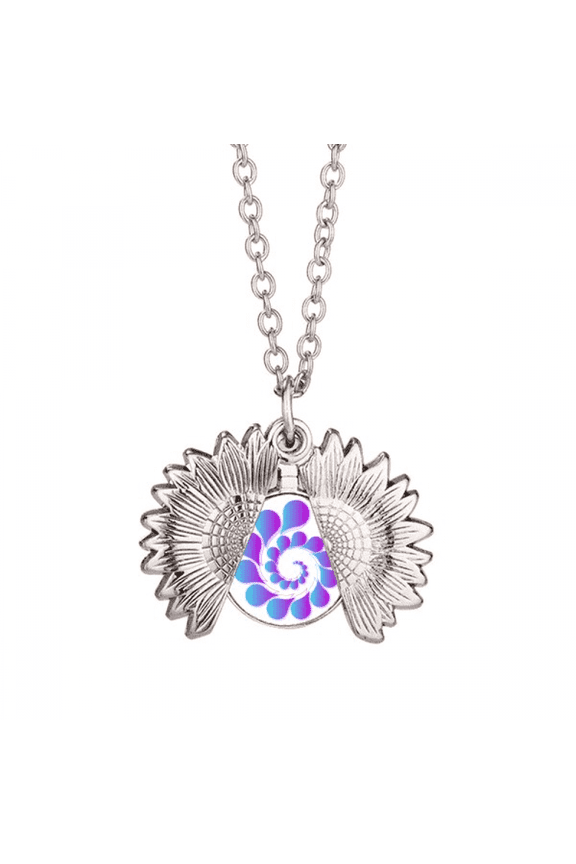 rotating center spiral droplets sunflower necklace pendant locket jewelry