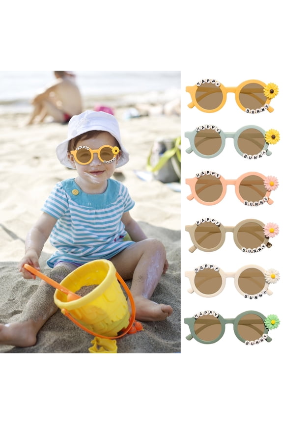 round Kids Sunglasses Fashion Child Sunglasses Lightweight Flexible Frame Cute Polka Dot Pattern for Summer Beach Uv 400 Protection Durable Plastic Material Trendy Kids Eyewear Outdoor Yulucky