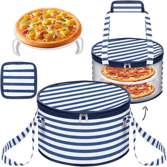 round Pie Carrier 12 X 7 Inch Insulated Casserole Carriers with Lid and Detachab