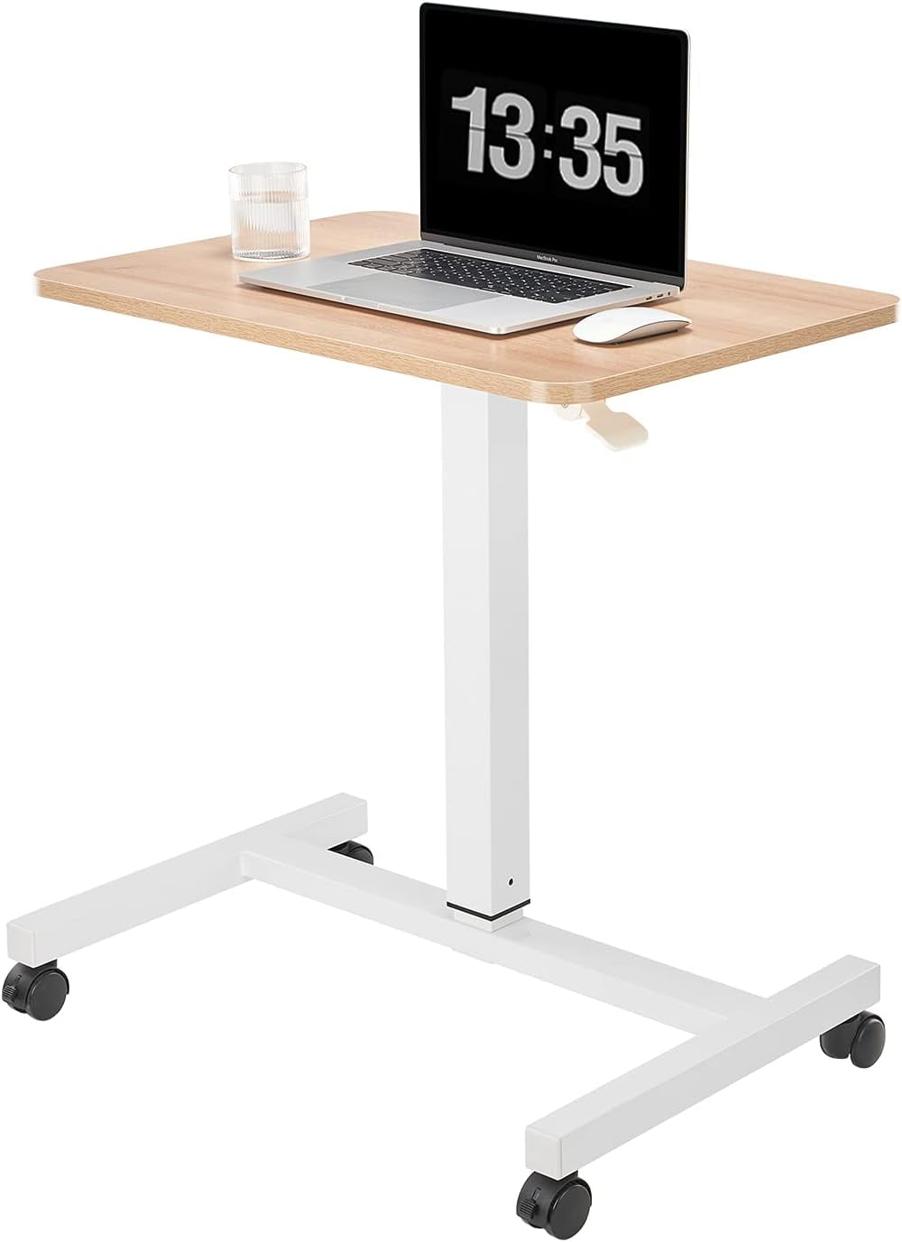 **round edge design elegant mobile laptop desk pneumatic sit to stand ...