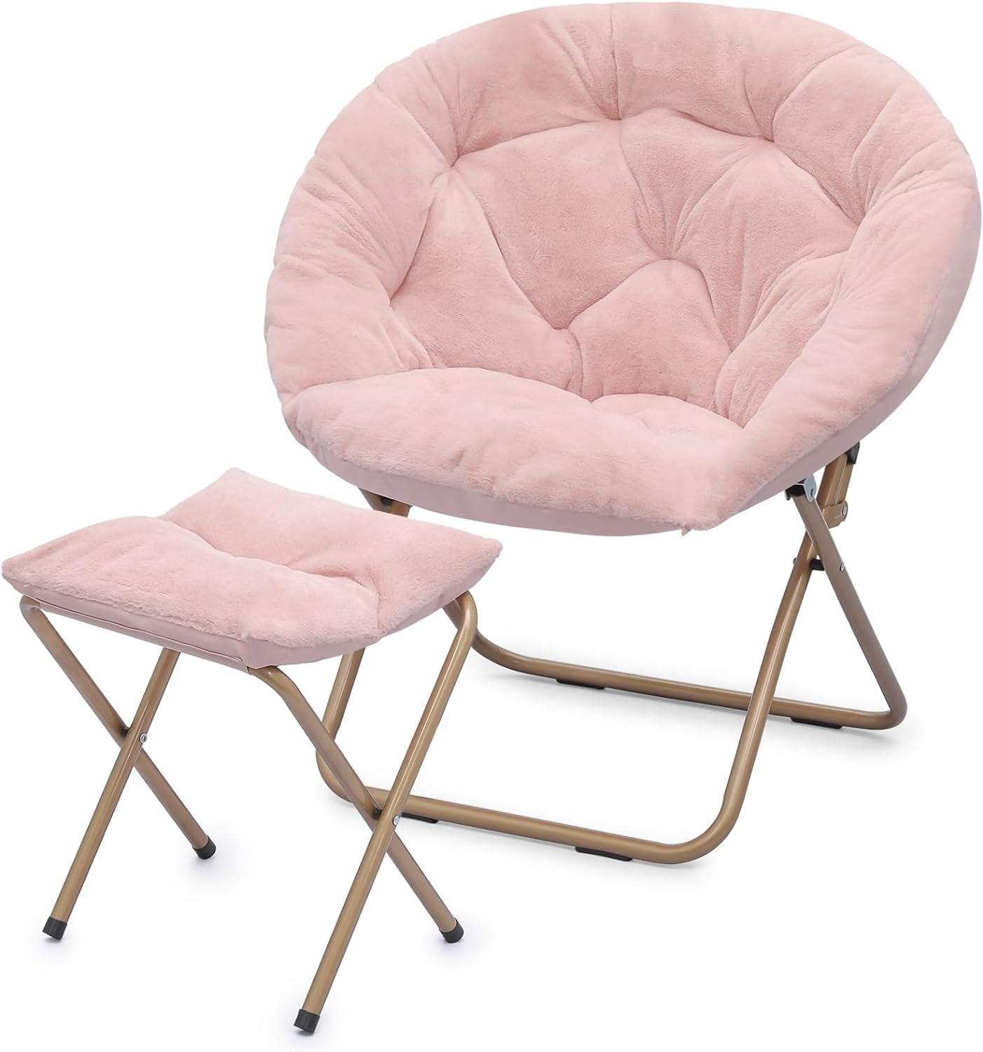 round folding faux fur saucer chair for bedroom living room dorm