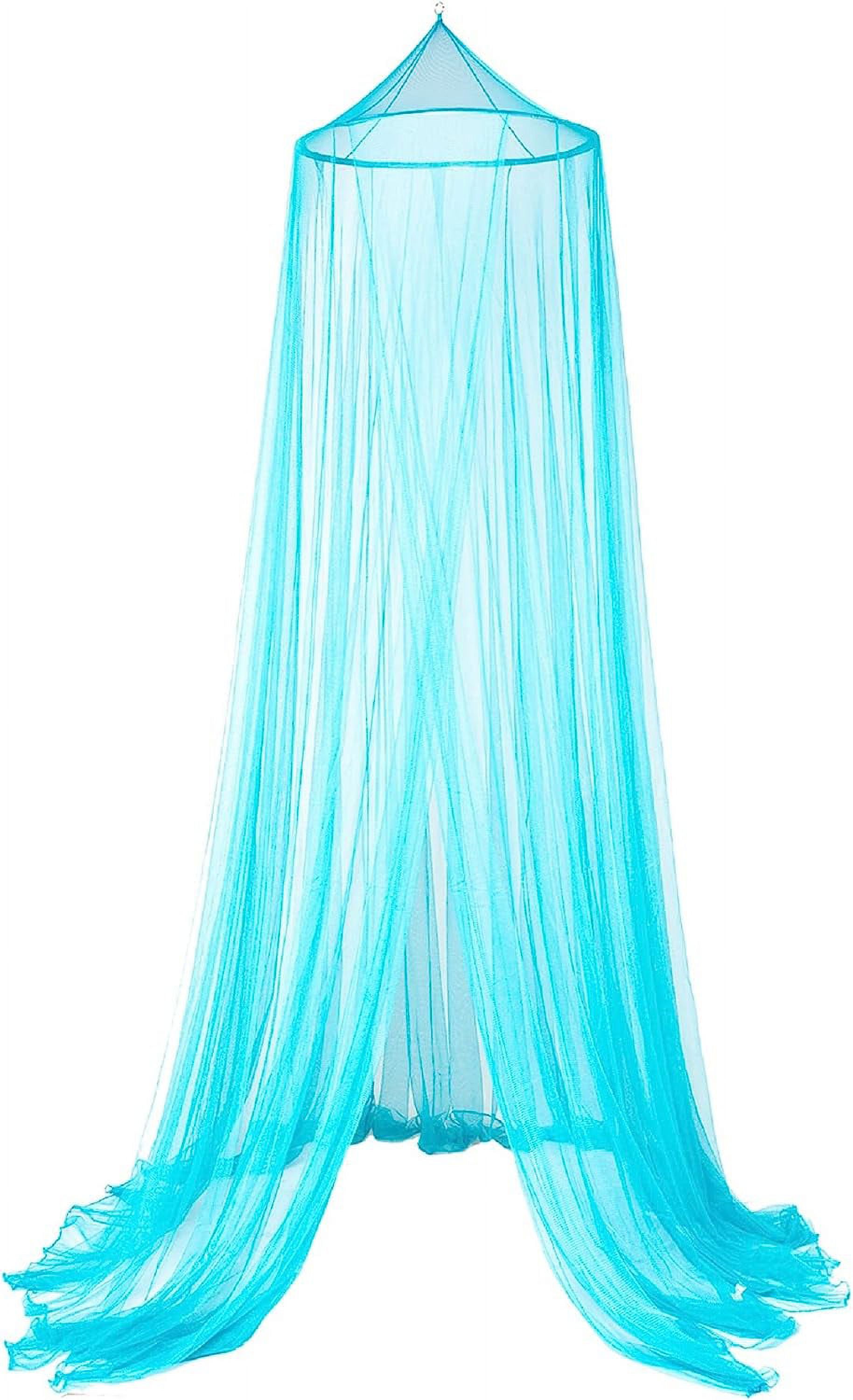 round hoop teal blue bed canopy mosquito netting fits twin, queen