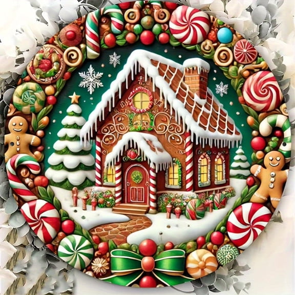 A round iron sign waterproof non-fading corrosion-resistant heat-resistant and cold-resistant, a festive candy paradise-themed, Decorative signs and plaques.