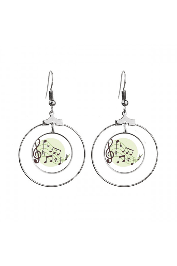 round-shaped flappg music notes earrings dangle hoop jewelry drop circle