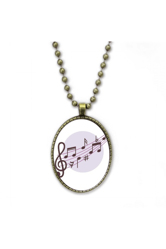 round-shaped flappg music notes necklace vintage chain bead pendant jewelry collection
