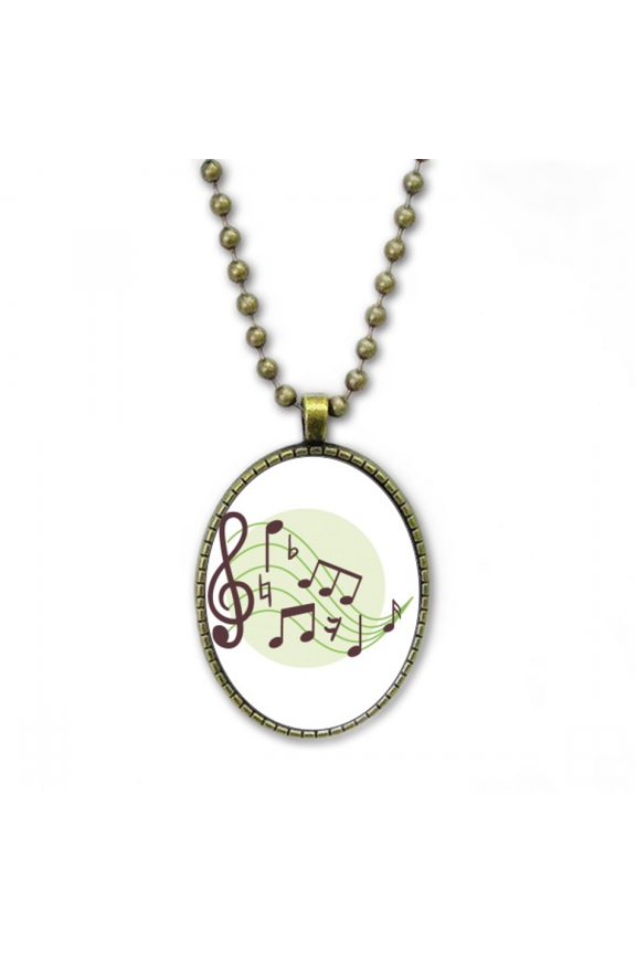 round-shaped flappg music notes necklace vintage chain bead pendant jewelry collection