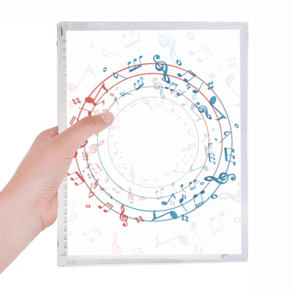 round-shaped red blue music notes notebook loose diary refillable journal statiry