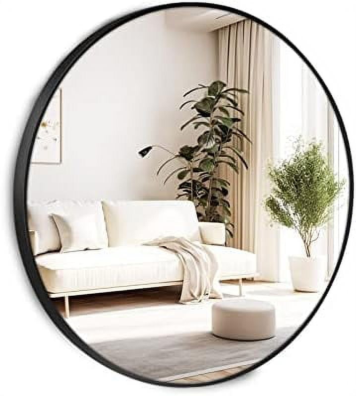 round wall mirror 20 inch black circle mirror for bathroom with metal