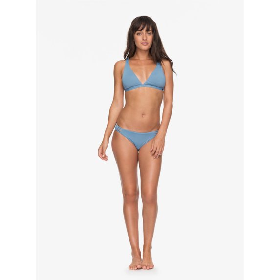 roxy women's solid softly love 70s bikini bottom, blue shadow, xs
