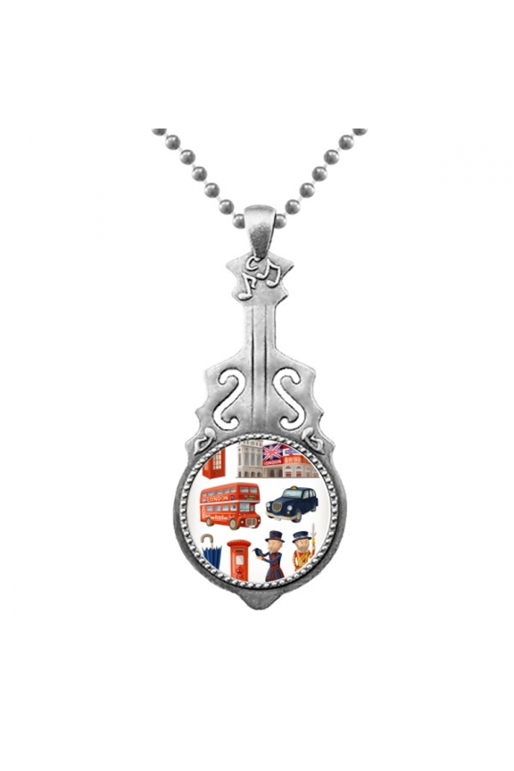 royal soldiers red teleph booth britain pendant jewelry music guitar torque hangtag