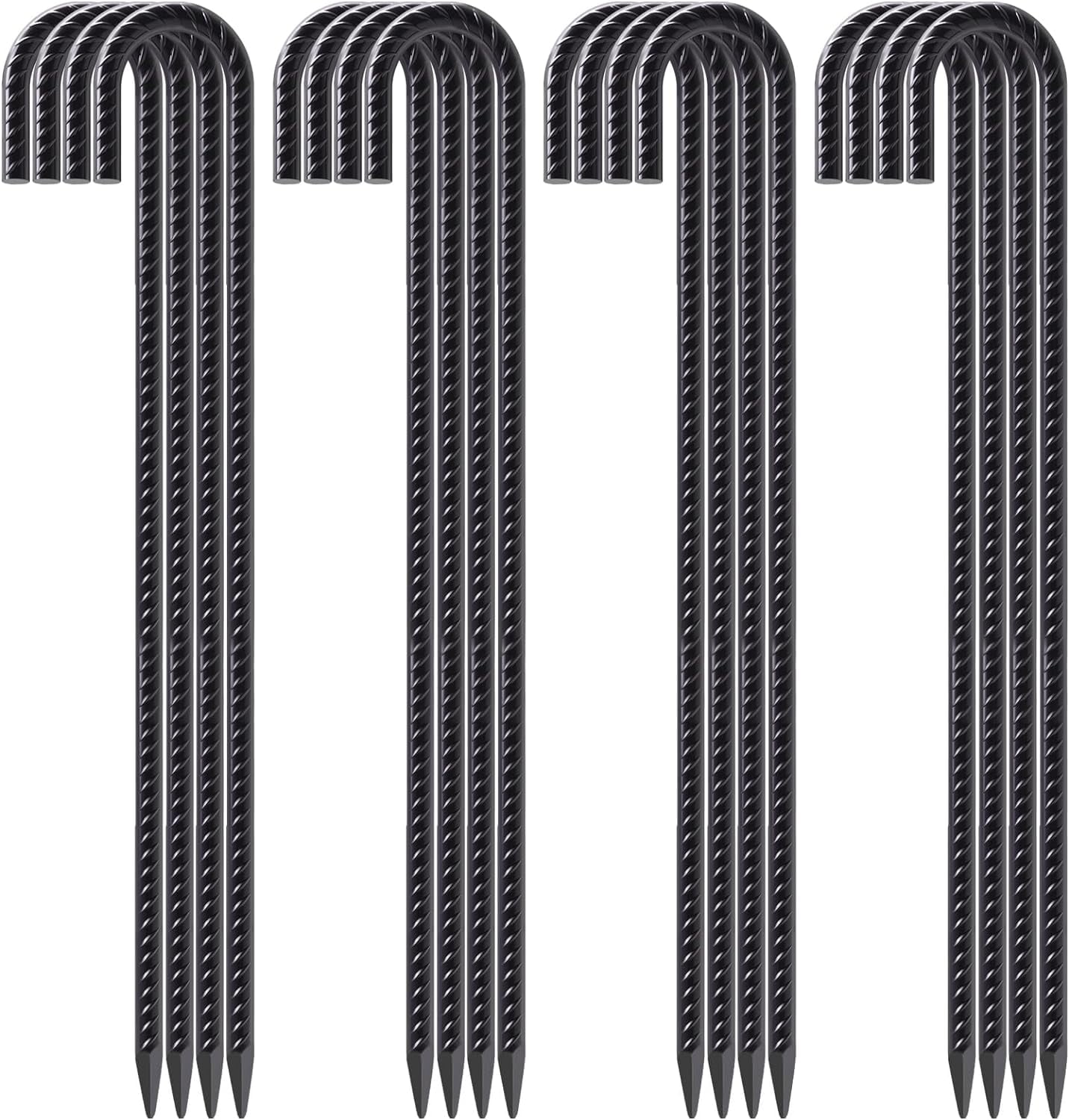 rray 24'' Ground Rebar Stakes Heavy Duty J Hook Ground Anchors, Curved