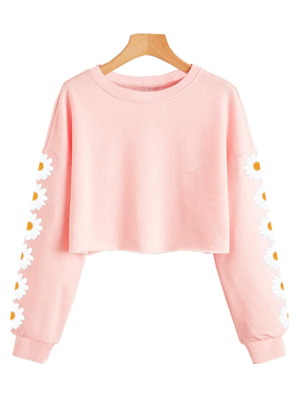 rrhss Kids Crop Tops Girls Long Sleeve Tee Shirts Cute Daisy Pinted Fashion Sweatshirt Pullover Top Walmart