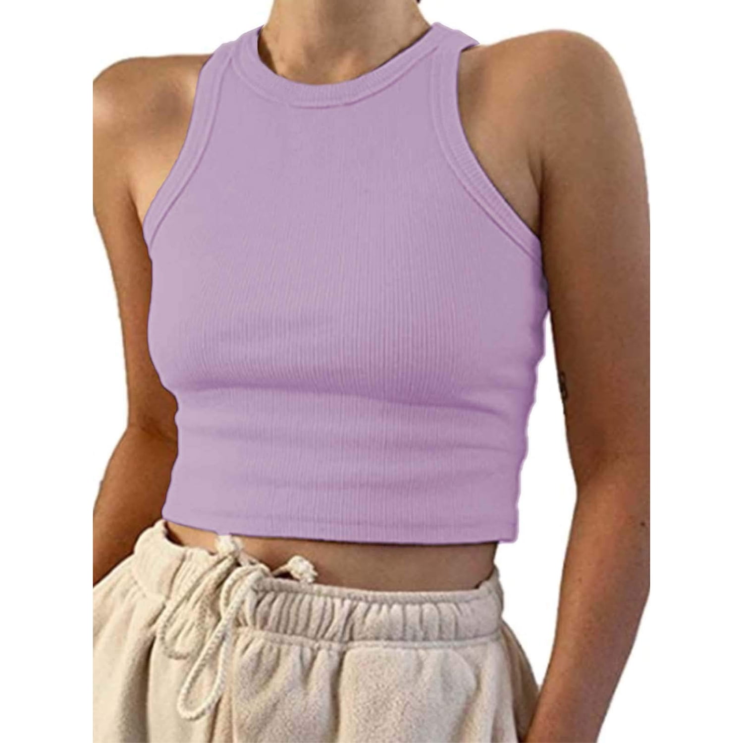 Emprella Tank Tops for Women, 4 Pack Ribbed Racerback Tanks (Small