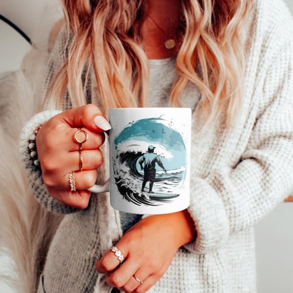rtoon Surfer Mug, Surfer Mug, Surfing Mug, Cute Mug, Mug Gift Idea, Gift Idea, Surfer Mug Gift, Surfing Gift Mug, Surfer Gift.