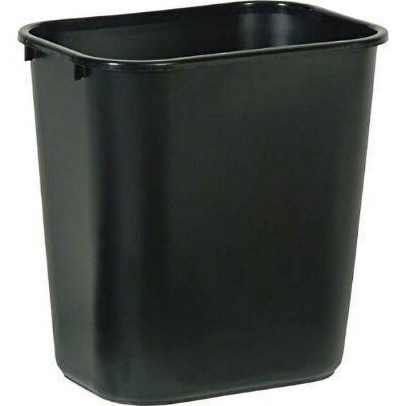 rubbermaid commercial fg295600bla plastic deskside wastebasket, 28-1/8-quart, black