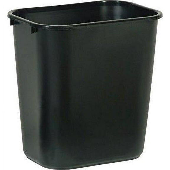 rubbermaid commercial fg295600bla plastic deskside wastebasket, 28-1/8-quart, black