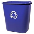 thumbnail image 1 of rubbermaid fg295673 blue medium deskside recycling container with universal recycle symbol, 28-1/8 qt capacity, 14.4 length x 10.25 width x 15 height, 1 of 6