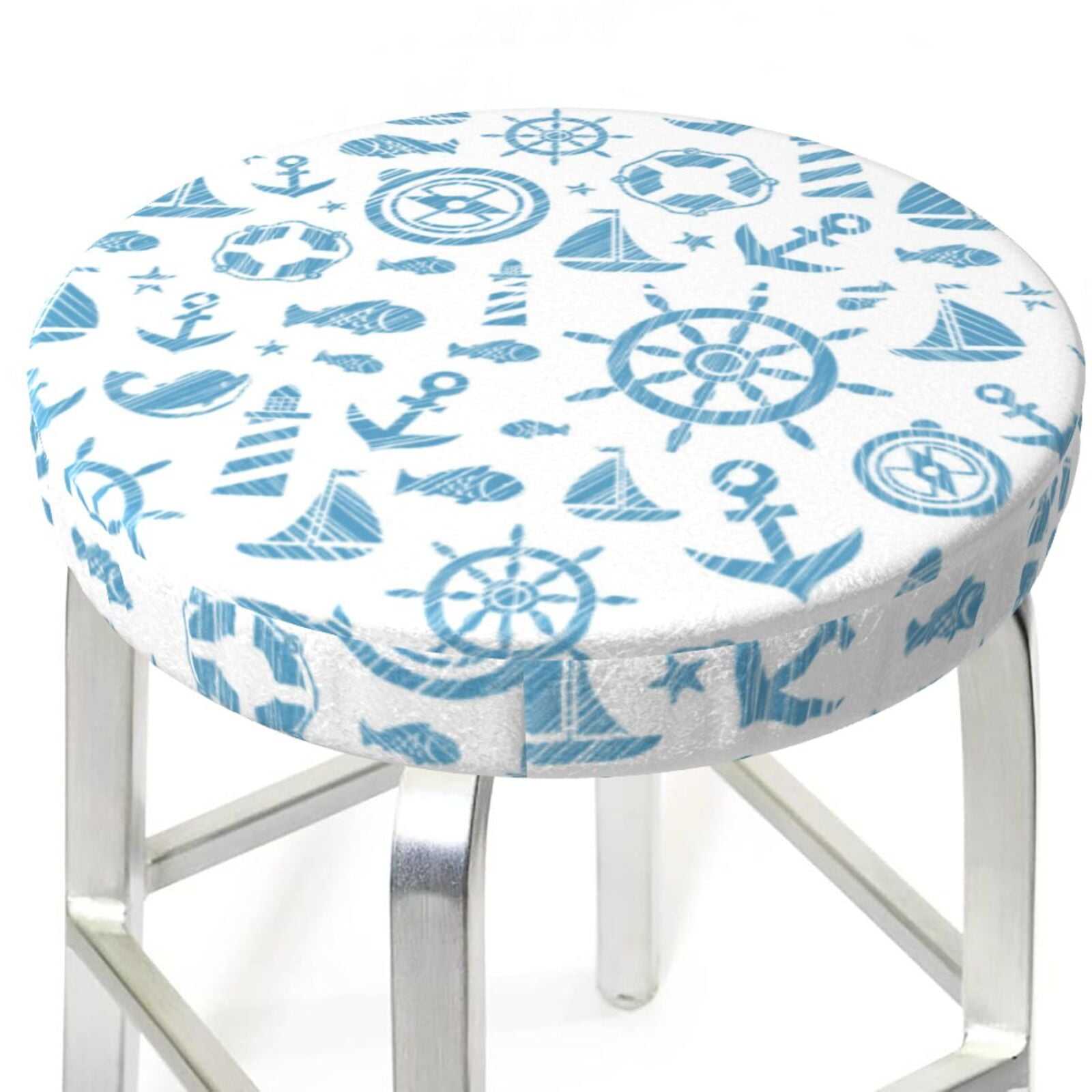 rudder sailing ship Bar Stool Covers - Stretch Round Seat Covers with ...