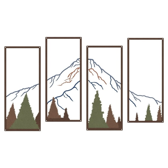 ESTART 4 PCS Metal Mountain and Forest Wall Art, Colorful Landscape Nature Decor for Living Room, Bedroom, or Office