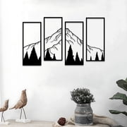 ESTART 4 PCS Metal Mountain and Forest Wall Art, Minimalist Line Design Nature Decor for Living Room, Bedroom, or Office 20L x 33.5W