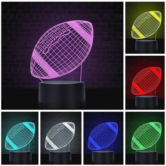 rugby,Kids Toys 3D Night Light,LED Nightlight Smart Touch Dimmer Lights 7 Color Changing Decor Lamp, It is Great Cool Toys Gift for Boys & Girls Christmas Easter Thanksgiving Day Gifts for Kids.