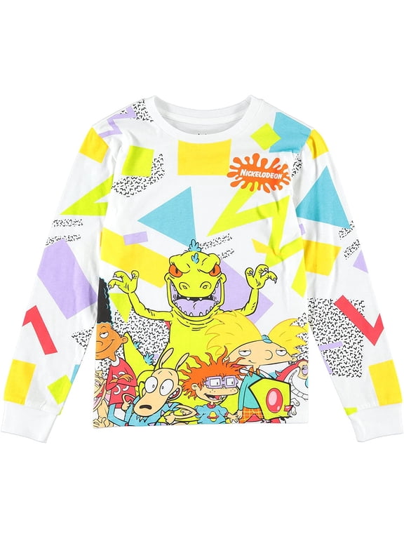 rugrats Nickelodeon Boys Long Sleeve T-Shirt - All Over Print Design T-Shirt