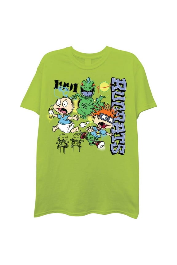 Nickelodeon Men's 90's Classic T-Shirt - Vintage Throwback Tee Lime, Medium