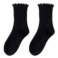 thumbnail image 1 of ruhuadgb 1 Pair Women Socks Mid-tube Shirring Edge Japanese Style Solid Color High Elasticity Anti-slip Thin Soft Breathable Sweat-absorption Anti-shrink Sports Piled Socks, 1 of 8