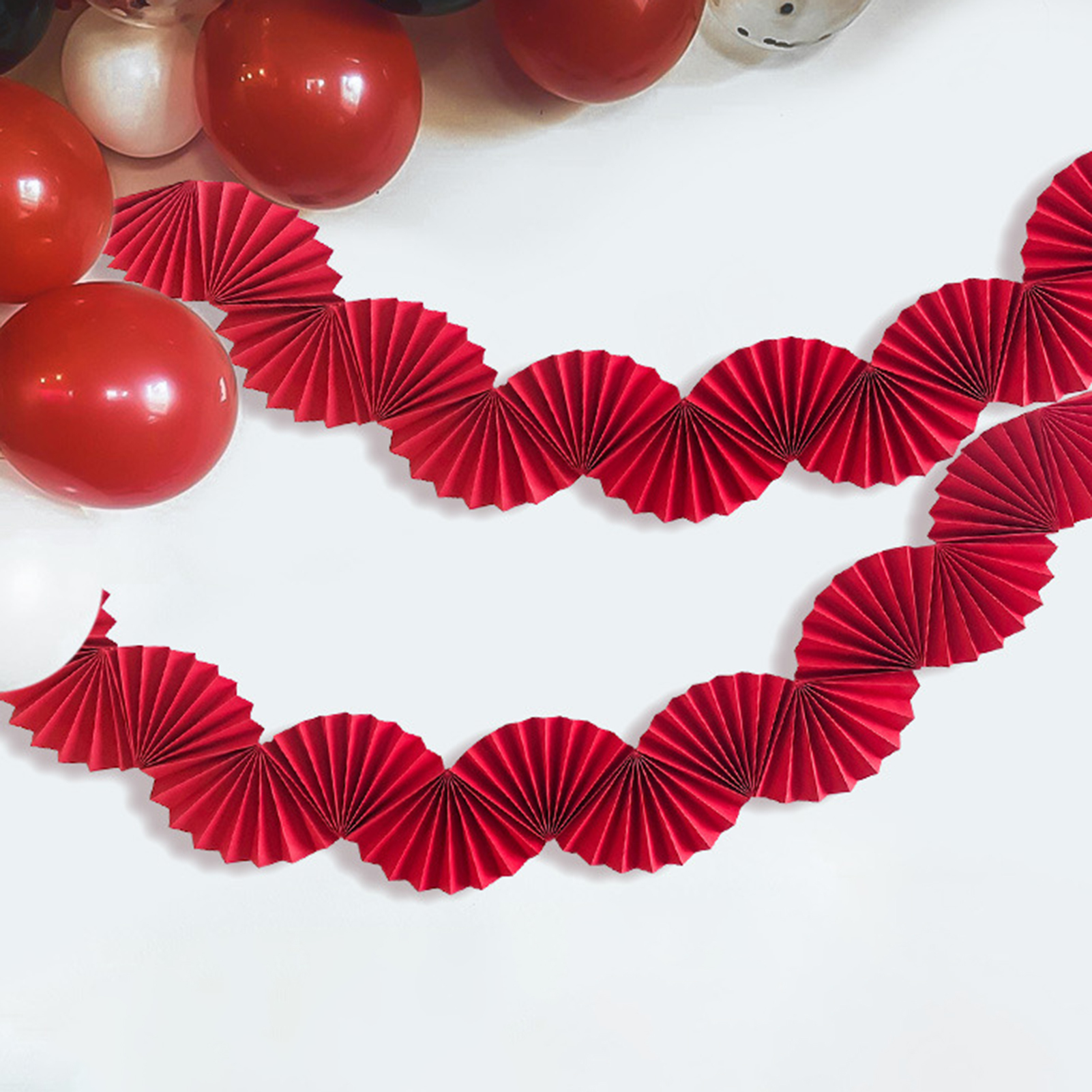 ruhuadgb 1 Set Paper Fan Garland Foldable Festive Scenery Layout Baby