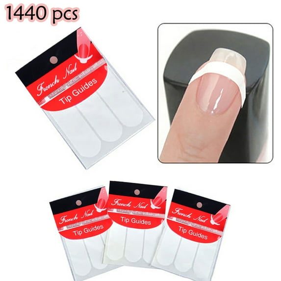 ruhuadgb 1440Pcs French Stencil Nail Art Form Fringe Guides Manicure DIY Stickers Tips Decor-Type 1