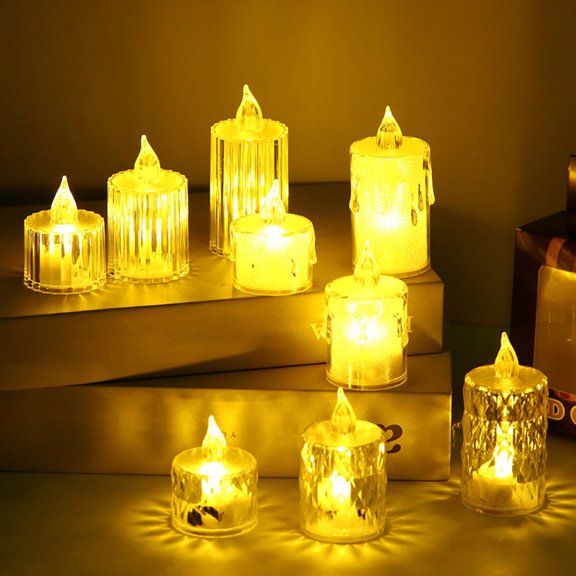 ruhuadgb 3Pcs Crystal Candle Lights Electronic Flameless LED Light Table Lamp for Wedding Party Home Decoration