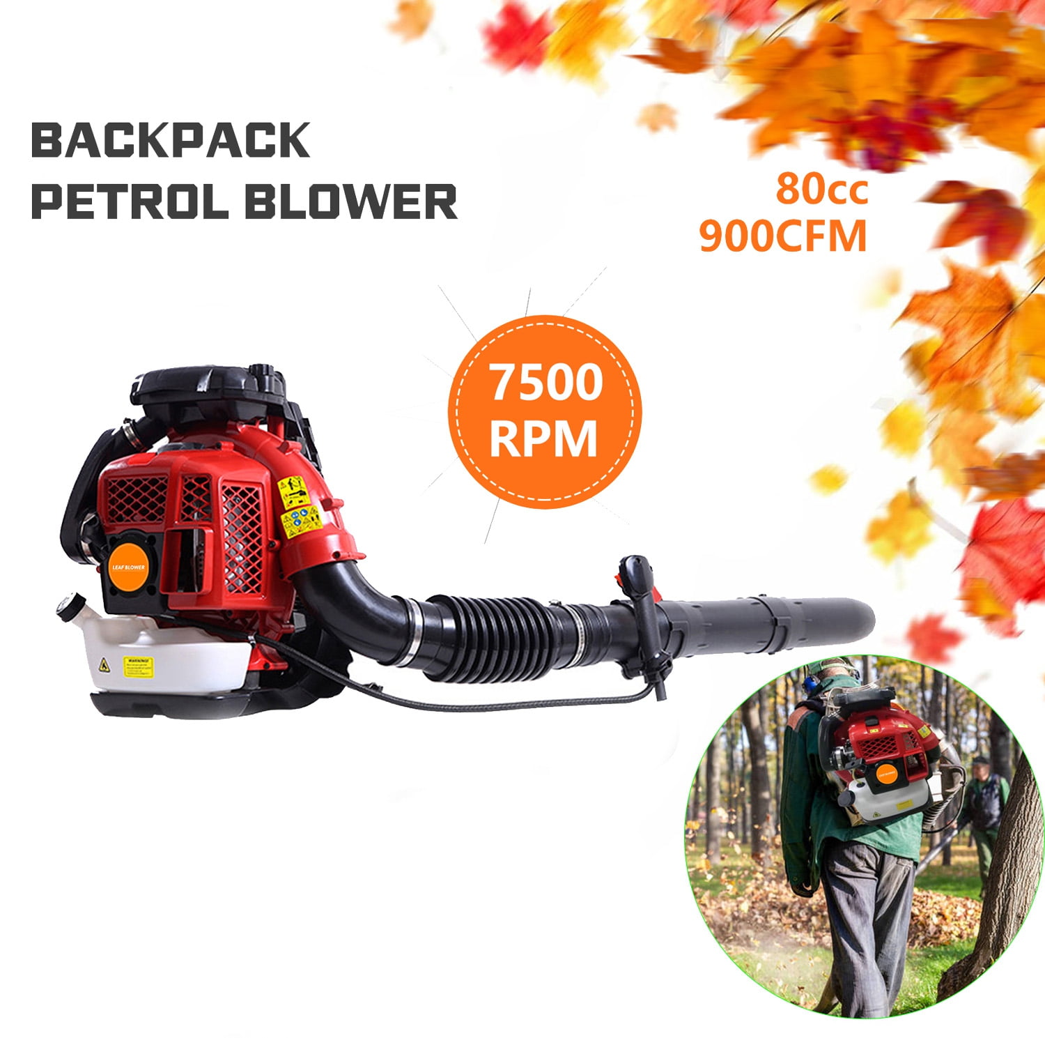 ruhuadgb Backpack Leaf Blower,2Stroke Engine 900CFM Air Volume 2.3L