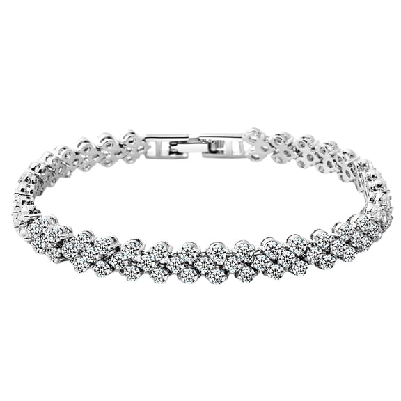 ruhuadgb Bracelets,phoe Chain Cubic Elegant Woman Zircon Bangle for Daily Wear Silver