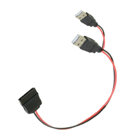 ruhuadgb Double USB to SATA 15 Pin Adapter Cable Power Cord for 2.5 SATA Hard Disk Drive