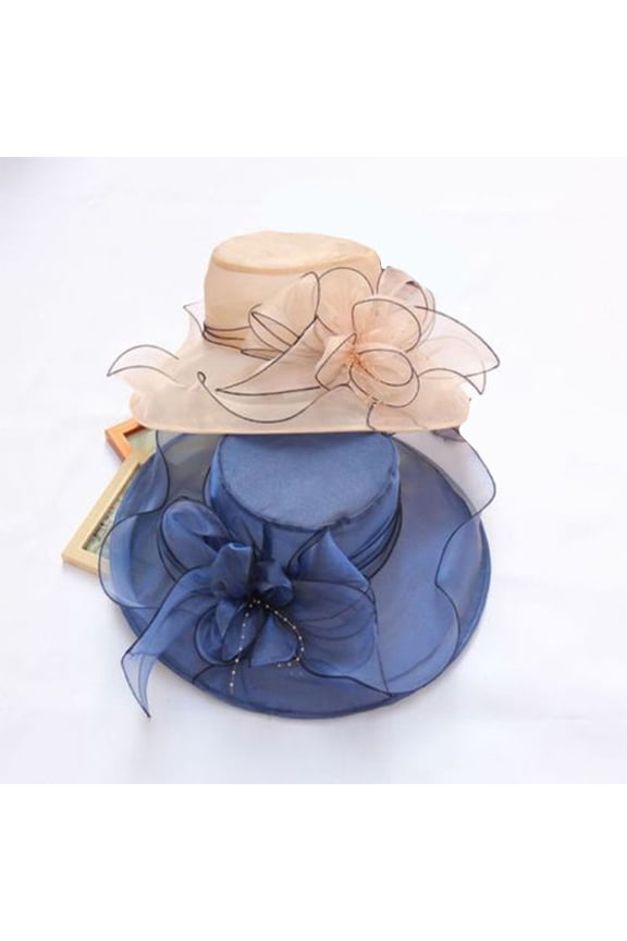 Elegant Lady Wide Brim Flower Sun Hat Women Wedding Tea Party Church Travel Cap