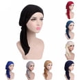 thumbnail image 1 of ruhuadgb Fashion Women Wrinkle Long Turban Cap Head Wrap Chemo Hat Beanie Muslim Hijab, 1 of 7