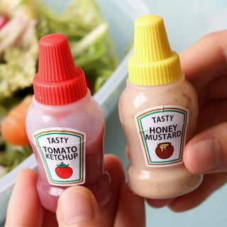 4pcs Mini Condiment Squeeze Bottles Leakproof Mini Ketchup Sauce