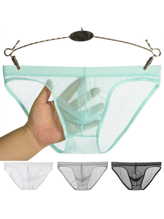 Low Rise U Convex Men Briefs Sexy Transparent Net Yarn Panties Daily Wear
