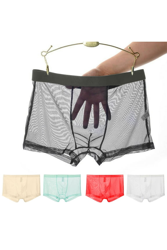 Men Boxers Breathable Elastic Mesh Low Waist Ice Silk Cooling Anti-septic See-through Men Panties Men Underwear