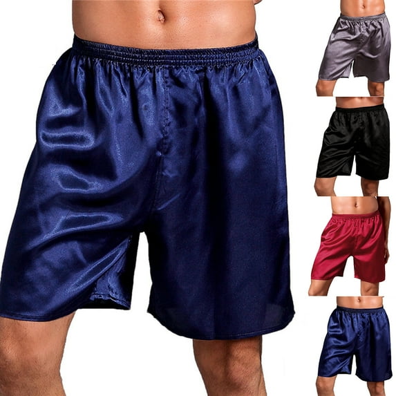 ruhuadgb Men Boxers Solid Color Plus Size Loose Mid Waist Summer Briefs for Sleeping