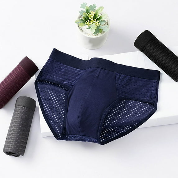 ruhuadgb Men Panties Breathable Stretchy Quick Dry Fine Mesh Non-pilling 3D Wrapping Summer Cool Male Briefs Men Clothing
