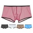 thumbnail image 1 of ruhuadgb Men Panties U Convex Color Matching Stretchy Low Waist Mesh See Through Underpants Underwear for Sleeping, 1 of 8