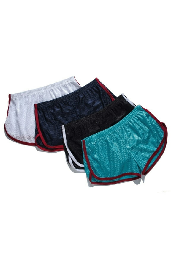 Men Underwear Solid Color U Convex Low Waist Elastic Breathable Underpants Loose Mesh Boxers Panties Casual Sport Shorts for Indoor
